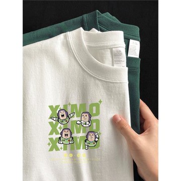 245g重磅純棉巴斯光年短袖t恤男士潮牌夏季白色寬松半袖體恤上衣