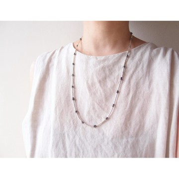 【SV】Hematite × Black Pearl Station Necklace_赤鐵礦×黑珍珠 綴飾項鍊