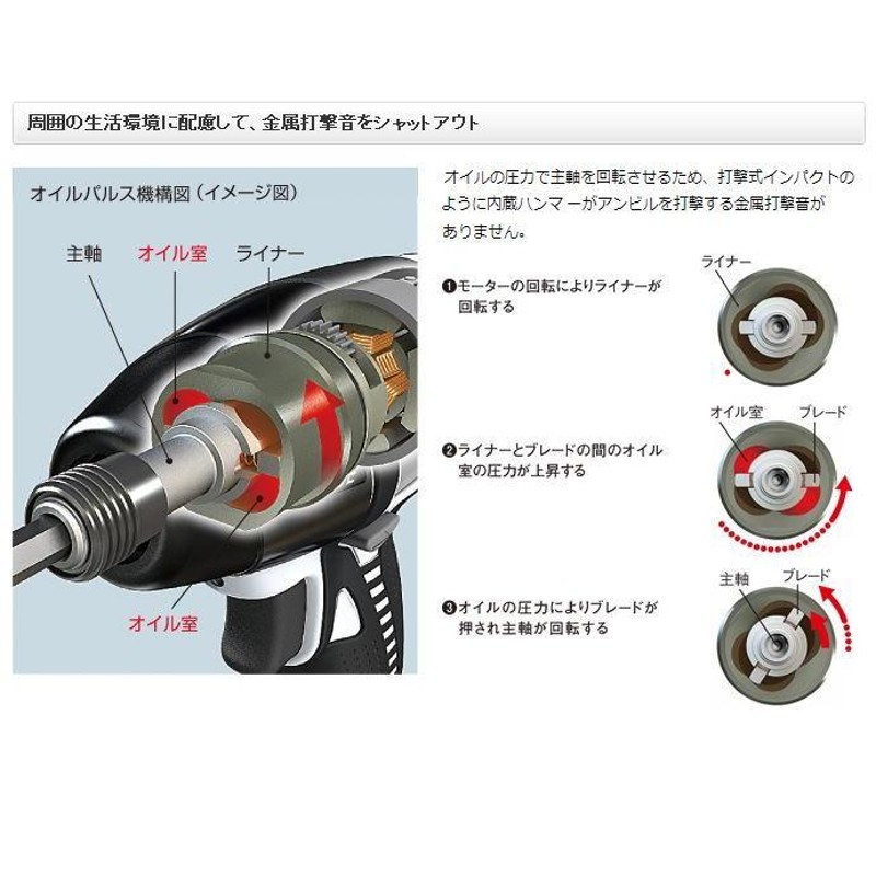 オイルパルスインパクトドライバー 充電式 14.4V 5.0Ah LJタイプ電池