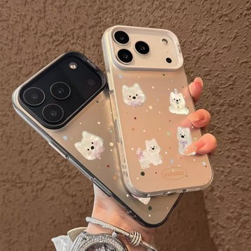 適用蘋果14/15/16/17promax手機殼波點西高地iPhone13/12/11新款磨砂16防摔卡通