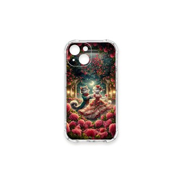 iPhone 13 mini 殼 TRON IPhone 13 MINI 月光下玫瑰庭園跳舞的貓咪 四角防摔殼 手機殼