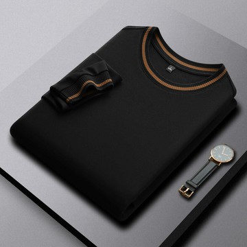 【新款熱賣】純色圓領長袖T恤中青年男士打底衫春秋季內搭上衣t簡約休閑商務風