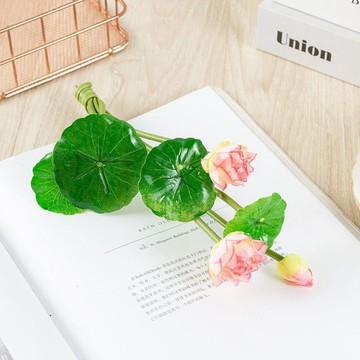台灣出貨假花仿真花小荷花蓮花擺件裝飾花擺設客廳上檔次絹花花束2023新款