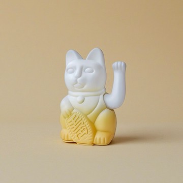 自帶招財能量【LA BOITE 樂盒】《全球限量｜好運光環系列》Double Lucky! 雙色漸變自動招手招財貓 財富漸變 (白色→黃色) 新年禮物 開運小物 限量珍藏 居家擺飾 好運累積 能量守護