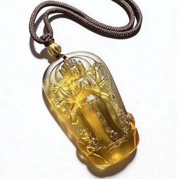 MoonDy 項鍊 護身 金黃色(手工繩) 琉璃項鍊 吊墜項鍊 佛像項鍊 110 菩薩項鍊