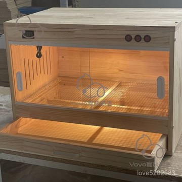 宅配免運😊實木飼養箱蘆丁鷄新生抽屜式飼養箱pvc恆溫箱保溫箱推拉門保溫箱