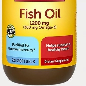 美國商品 深海魚油軟膠囊omega3成人魚油高純度1200mg DHA非魚肝油220粒-藍石