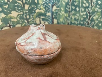 日本中古萩燒福貍香盒，一只抽象的貍貓，福貍，麻麻賴賴，香道具
