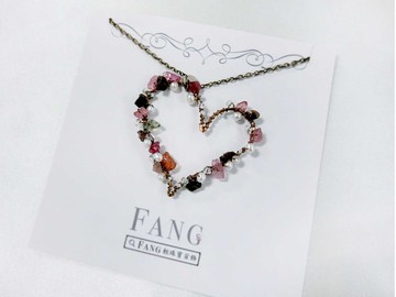 【飄心】碧璽珍珠 古董銅長項鍊