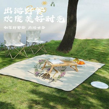 亞馬遜簡約花卉字母戶外防潮墊耐磨牢固包邊魔術貼設計露營野餐墊
