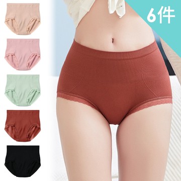 【enac 依奈川】360度無縫鎖脂高腰收腹內褲/無痕內褲/女內褲 (超值6件組-隨機)