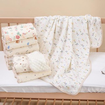 嬰兒紗布豆豆被 寶寶出行推車小蓋毯新生兒童被幼兒園寶寶小被子