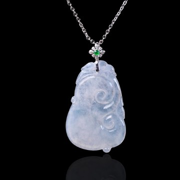 冰種翡翠如意項鍊 18K金墜頭 | 天然緬甸玉翡翠A貨 | 送禮