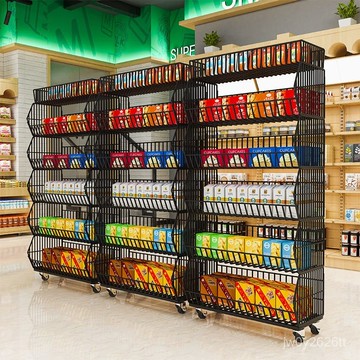 🚛免運下殺🚛零食貨架斜口籃超市商店小賣部便利店貨架網格藥店置物架展示架子商場超市貨架批髮便利店中島展示架零食架子