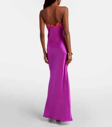 Roberto Cavalli Lace-trimmed silk slip dress