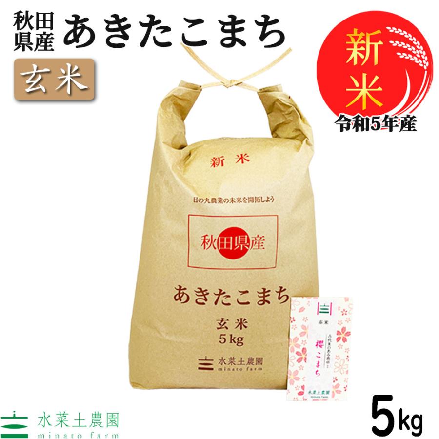 新米 米 お米 米5kg 玄米 あきたこまち 令和5年産 秋田県産 農家直送 古代米お試し袋付き