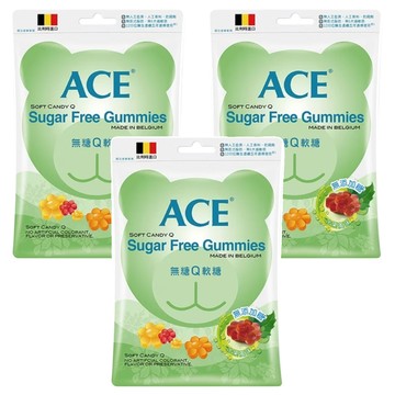 ACE 無糖Q軟糖 比利時進口 無人工色素香料 QQ好咀嚼 0脂肪  48g  3包