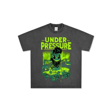 BC復古VINTAGE說唱歌手Logic熒光綠水洗印花短袖T恤寬松落肩男女