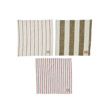 OYOY Kurin 有機棉條紋茶巾3入組-  橄欖綠 / 海軍藍