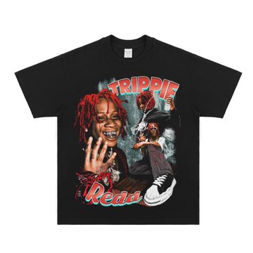 TrippieRedd嘻哈歌手T恤小14說唱印花街頭歐美短袖美式復古小領口