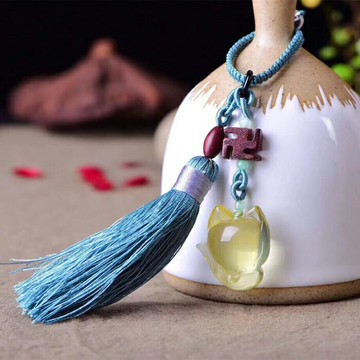 開光 天然黃水晶狐貍包掛 黃水晶狐仙包飾 黃水晶萌狐包掛件