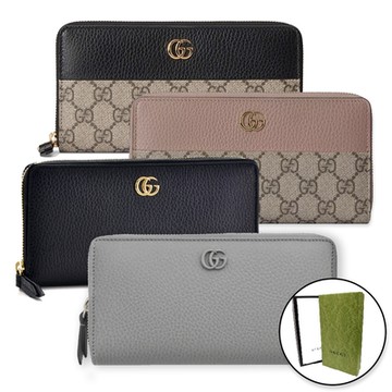 【GUCCI 古馳】456117 經典Petite Marmont 皮革款/帆布款拉鍊長夾(顏色任選)