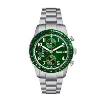 Sport Tourer 質感綠三眼計速手錶 銀色不鏽鋼錶帶 42MM FS6048