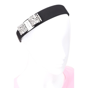 Salvatore Ferragamo VARA 水鑽蝴蝶結寬版髮箍/髮圈(黑色)