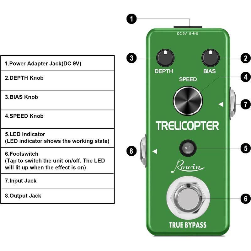 Rowin TremoloトレモロTRELICOPTERギターエフェクトペダル LE-327