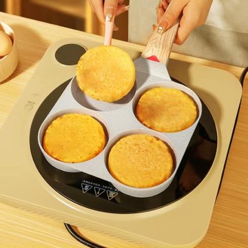 直供感溫四孔煎蛋鍋家用麥飯石不粘四孔早餐鍋煎蛋神器小煎餅鍋