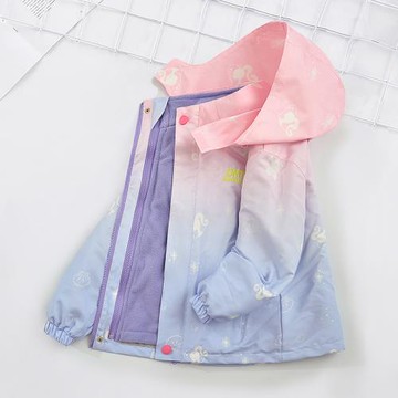 女童沖鋒衣兒童外套春秋加絨中大童洋氣女孩秋季三合一兩件套風衣