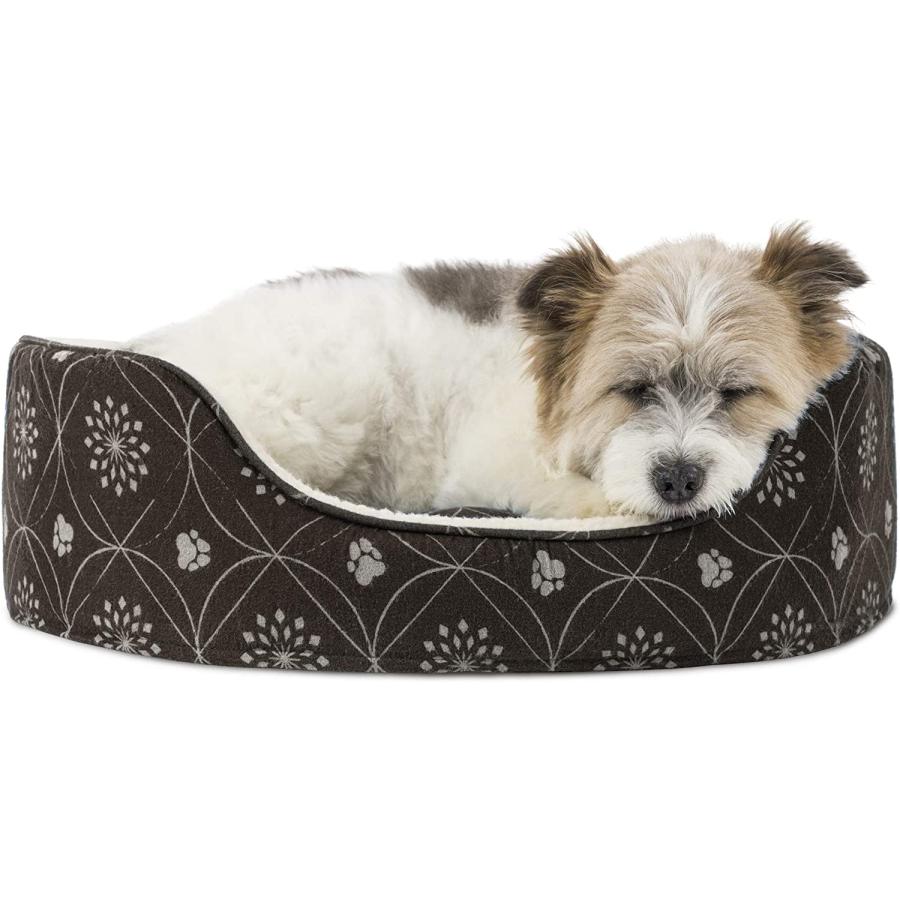 Furhaven Pet Bed for Dogs and Cats Sherpa and Flannel Paw D cor