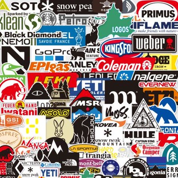 100張歐美戶外露營運動潮牌logo防水筆記本手機水杯擋風玻璃貼紙