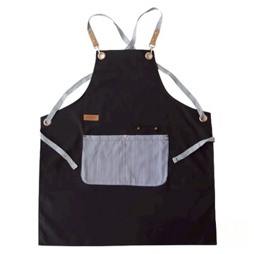 JUST HOME 匠作條紋帆布圍裙 65%聚酯纖維+35%棉 約78x70cm  黑色  1件