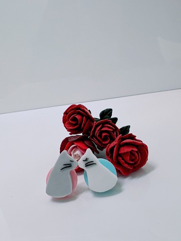 貓貓‧KISS陶耳環/耳夾