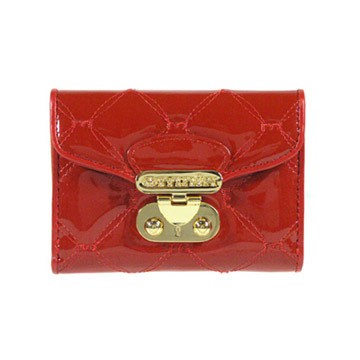 【omnia】水晶系列扣式4卡短夾(時尚紅)     EW3065C-05