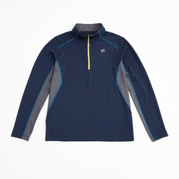 ADISI 男半門襟抗靜電紗透氣快乾長袖上衣AL2321038 (M-2XL) 深藍保暖 吸濕 速乾 輕量 柔軟