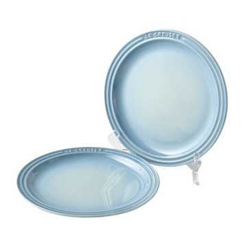 LE CREUSET 陶瓷餐盤 點心盤 盛菜盤 23cm 海岸藍 2入 無紙盒