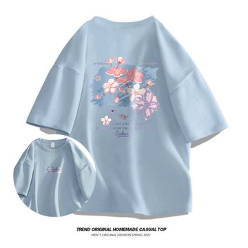 BTMG白糖玫瑰2025日系短袖T恤男女ins潮牌寬松情侶純棉百搭上衣服