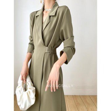 西裝連衣裙春秋新款女長袖高端氣質輕熟洋氣長裙設計感顯瘦裙子