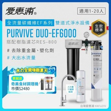 EVERPURE愛惠浦 櫥下型 PURVIVE Duo-EF6000大流量不鏽鋼龍頭兩道式生飲淨水器(前置樹脂)