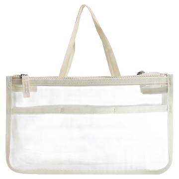 iSFun 多格透視手提化妝包中包 米色 多功能收納整理  1個