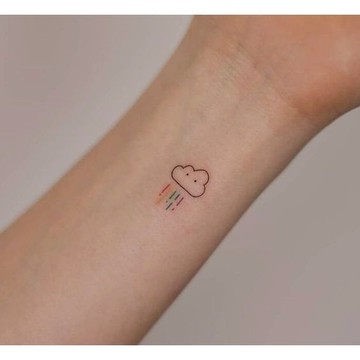 「可愛彩虹雨」紋身貼紙 微刺青 輕紋身  紋身貼  打卡 超美 性感 直播 創意 小心機 抖音同款 沙灘 可愛 彩虹