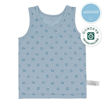 韓國 Ppippilong - aerocool 涼感快乾背心內衣(男寶)-眨眼笑臉-灰藍
