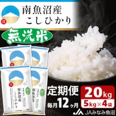 ≪無洗米≫南魚沼産こしひかり 精米 20kg(5kg×4袋) 全12回