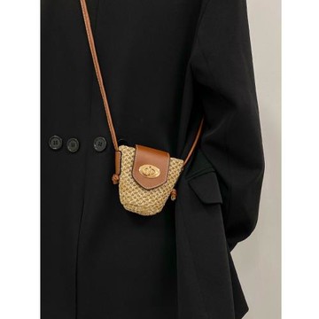 夏季迷你小包包女2024新款草編單肩斜挎沙灘度假海邊編織包mini