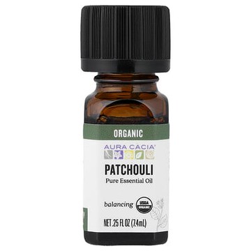 Aura Cacia, 全精油，有機廣藿香，0.25 液量盎司（7.4 毫升）