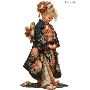 【12月新品4】07-114-0186 人物貼紙 和服復古