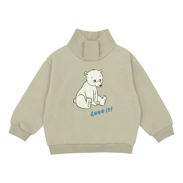 韓國專櫃 Pranksome 奶茶北極熊高領大學T