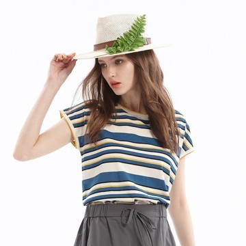 CLL巧玲瓏 都會條紋小蓋袖針織上衣 2768703